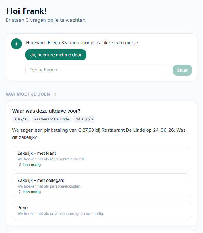 Het whitelabel klantportaal: openstaande vragen en bon-upload voor de ondernemer