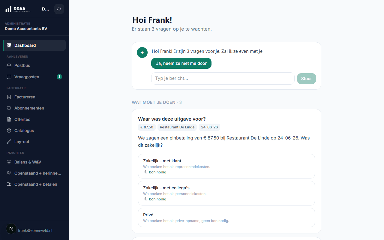 Het whitelabel klantportaal: openstaande vragen en bon-upload voor de ondernemer